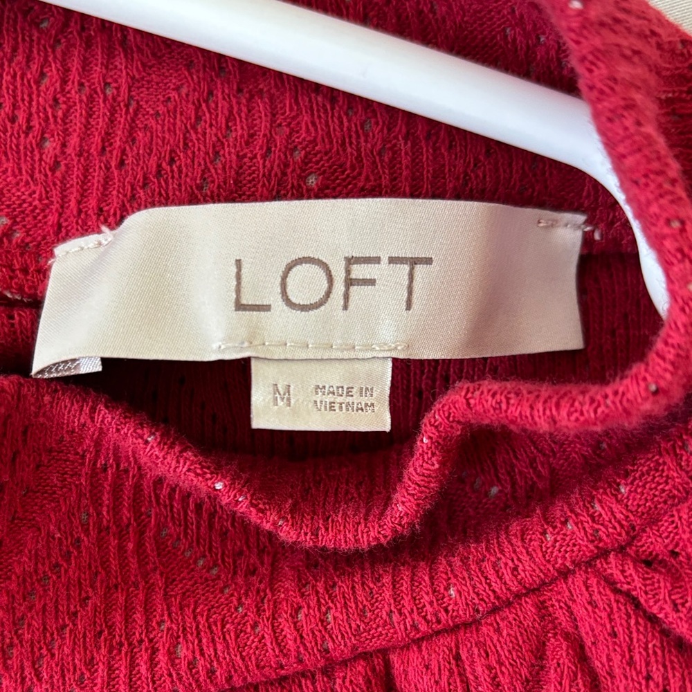 LOFT Red Ruffle Top - Picture 2 of 7